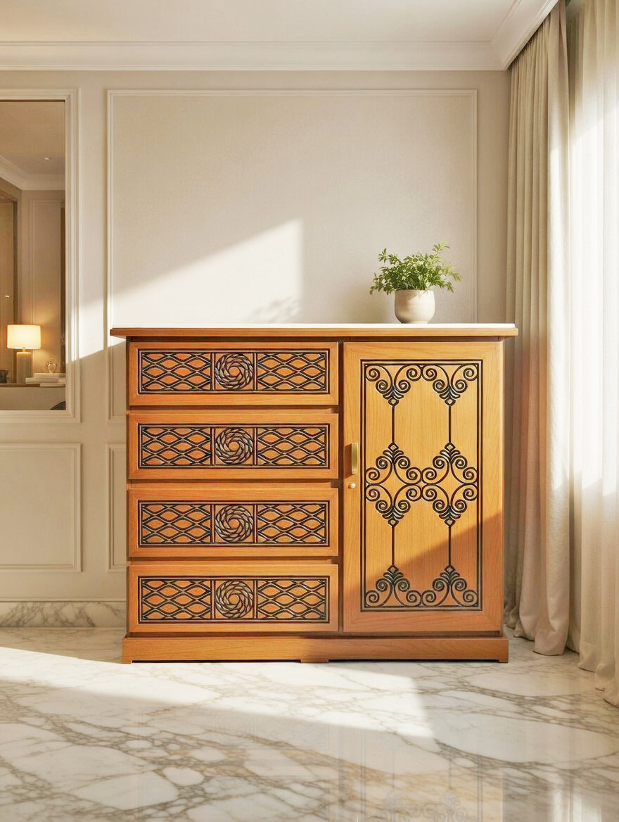 Lacquer Paint  4 Drawer Wardrobe